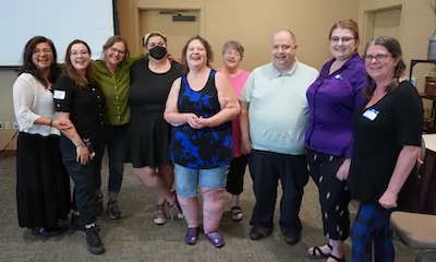 Higher education bargaining delegates from Oregon's seven public universities gather together.